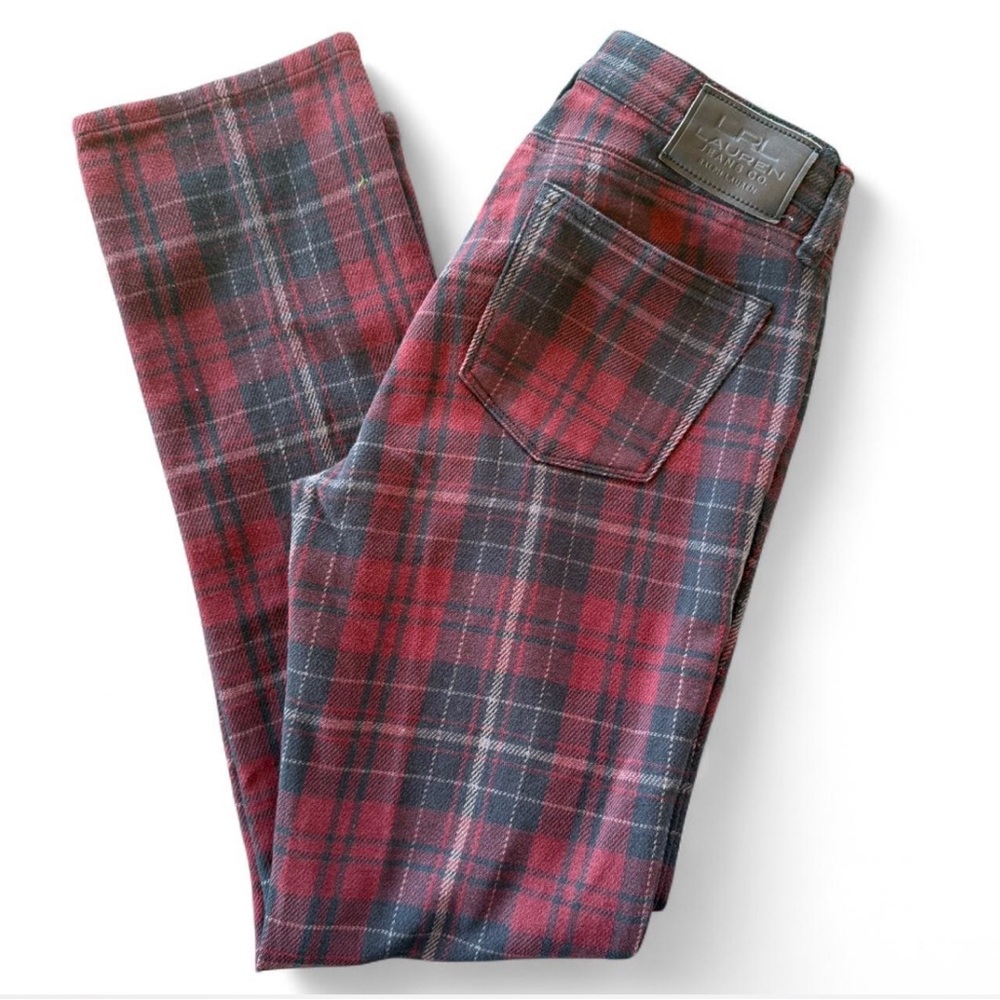 Ralph Lauren Red and Gray Plaid Jeans
